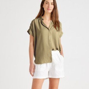 Quince Olive Green Vintage Wash Camp Shirt